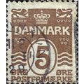 DENMARK, Triple wave lion, hearts, brown 1921, 5ore, #2
