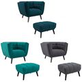 Mid-Century Lounge Arm Chair & Ottoman Tufted F...