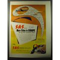 1953 Sabena Airlines Ad - SAS serves more citie...
