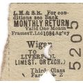 L.M.S.R. Edmondson Ticket - Wigan to Liverpool ...