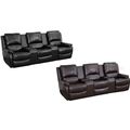 Leather-Soft Theater Seat Recliner 3-Seat Recli...
