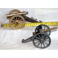 x2 vintage cannon artillery brass wood metal