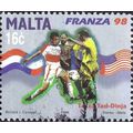 MALTA, FOOTBALL, World Cup France, blue 1998, 16c