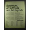 1969 American Express Ad - Before You Go to Hawaii