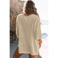 Apricot Textured Knit Drop Shoulder Tee