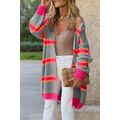Medium Grey Stripe Printed Ribbed Long Knitted ...