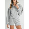 Light Grey Stand Neck Zipped Sweatshirt and Sho...