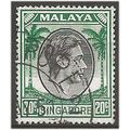 Singapore 1949 SG24 20c Black & Green Perf 17.5...