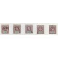 LEEWARD ISLANDS 1903 HALFPENNY KE7 SG20 x5 STAM...