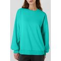 Sea Green Solid Fleece Lined Drop Shoulder High...