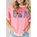 Peach Blossom USA Color Block High Low Crew Nec...