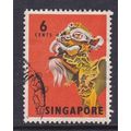 SINGAPORE 1968-73 6c LION DANCE USED SG104