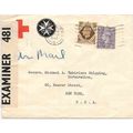 RED CROSS in England 1942 CENSORED London to NY...