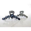 Medium silver metal heart crystal hair claw cli...