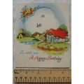 Vintage unused Birthday card W&K Artesque - blu...