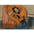 Pluto Sleeping With Cat Walt Disney Cartoon Dog...