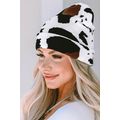Black Cow Spots Printed Warm Beanie Hat