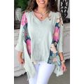 Green Flower Patchwork Exposed Seam Oversized H...
