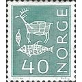 NORWAY, Reindeer and fish, blue-green 1967, 40ore
