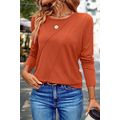 Red Clay Asymmetric Seam Detail Solid Color Lon...
