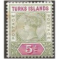 Turks Islands 1894 SG72 5d Olive-Green & Crimso...