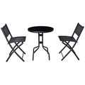 3 Pieces Folding Bistro Table Chairs Set for In...