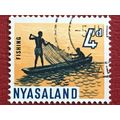 Nyasaland QEII 1964 4d indigo & orange yellow U...