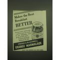 1945 Crosse & Blackwell Orange Marmalade Ad - Makes the best breakfast better