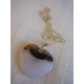 Vintage 925 Necklace Banded Agate Heart Pendant...
