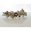 Large silver leaves flowers pink purple amber b...