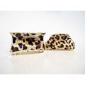 Leopard print animal print gold acrylic and fab...