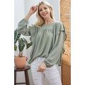 Women's Draped Ruffle Longsleeve Top