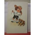 BOY WITH DOG by Wilson? unused vintage postcard...