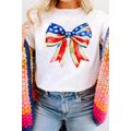 White Independence Day Splash Bow Pattern T Shirt