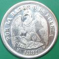 1881 1 Peso Chile. Casino Card Guard, Challenge...