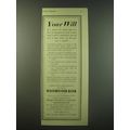 1940 Westminster Bank Ad - Your Will