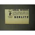 1951 Berlitz School of Languages Ad - Legal Words