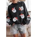 Black Sequined Santa Claus Christmas Fashion Sw...