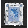 HONG KONG 1958 40c BRIGHT BLUE SG 184 M / MINT