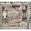 BURMA, Working Elephant , brown 1949, 4Anna, #3