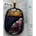 Dichroic Multicolor Fused Glass Pendant with go...