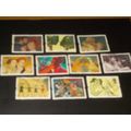 1995 SET OF 10 GREETINGS IN ART STAMPS USED