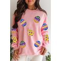 Pink Easter Egg Patched Graphic Drop Shoulder P...