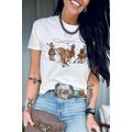 White Retro Cowboy Roping Cotton Blend Graphic Tee