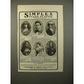 1903 Simplex Piano Player Ad w/ 6 Musician Endo...