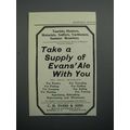 1908 Evans Ale Ad - Take A Supply With You
