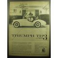 1958 Triumph TR3 Car Ad - Neither rain, wind nor etcetera can stay this courier