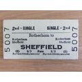 BR Rotherham - Sheffield Single Ticket 1970