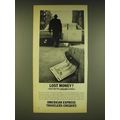 1962 American Express Travelers Cheques Ad - Lost money?