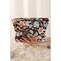 Black Flower Print Zipper Ribbed Corduroy Large...